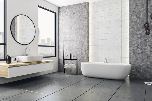 带空白海报的现代浴室 — 图库照片