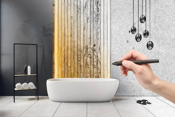 Ручний малюнок сучасної ванної кімнати — стокове фото