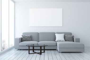 Boş billboard modern oturma odası 