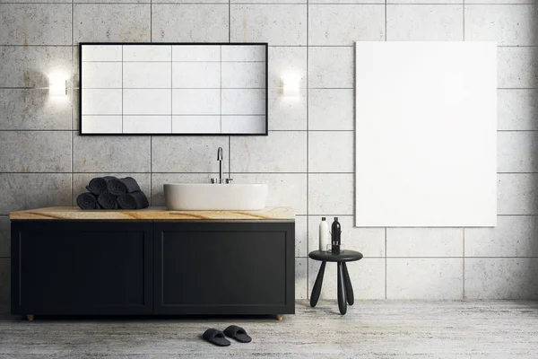 Boş afiş ile modern banyo — Stok fotoğraf