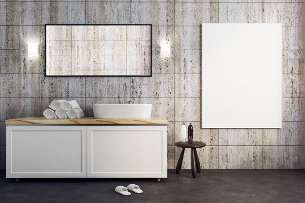 Modern bathroom with empty poster