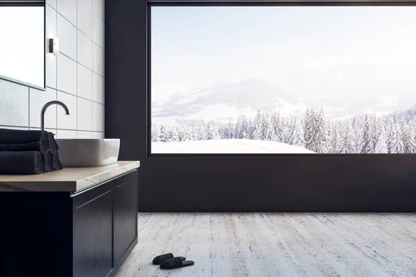 Contemporary bathroom with panoramic view — Stock Image Contemporary bathroom with panoramic view Royalty Free Stock Photos