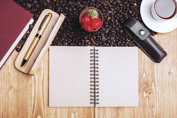 Wooden desktop with objects — Stock Photo, Image