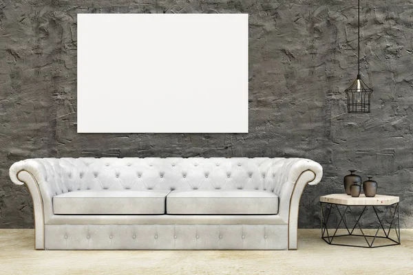 Sala de estar moderna con pancarta vacía —  Fotos de Stock