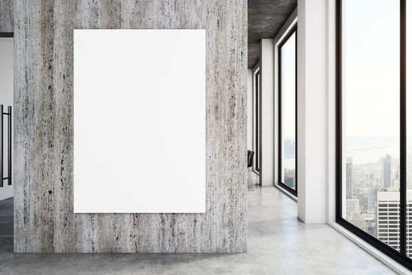 Interior de concreto com cartaz vazio — Fotografia de Stock
