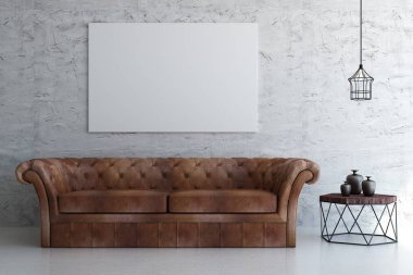 Boş billboard modern oturma odası 