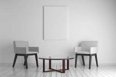 Modern oturma odası boş posteri ile 