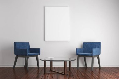 Aydınlık oturma odası boş billboard ile 