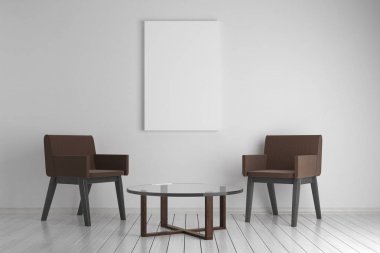 Modern oturma odası ile boş bayrak 