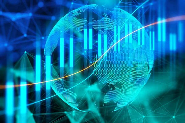 Grafico aziendale e sfondo globo — Foto Stock