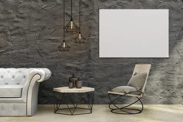 Sala de estar moderna com banner — Fotografia de Stock