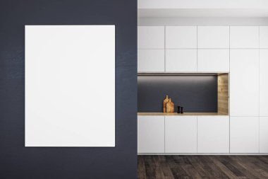 Boş billboard ile çağdaş mutfak 