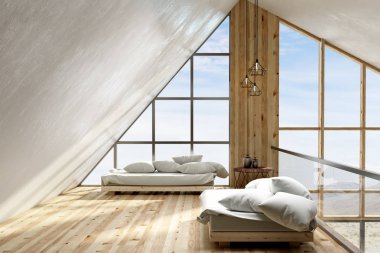 Modern çatı katında salon iç 