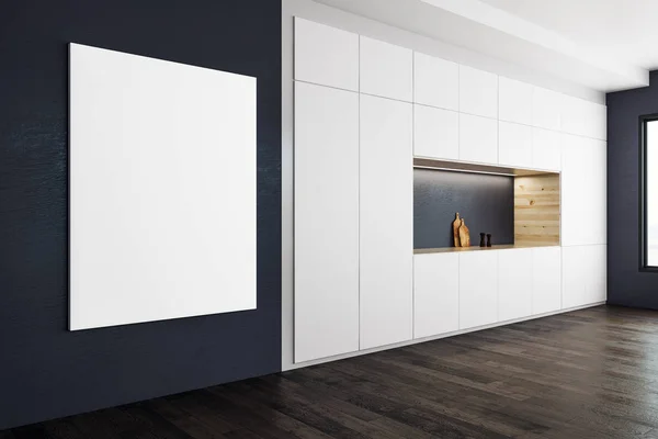 Modern kitchen with blank poster — Stock Photo, Image
