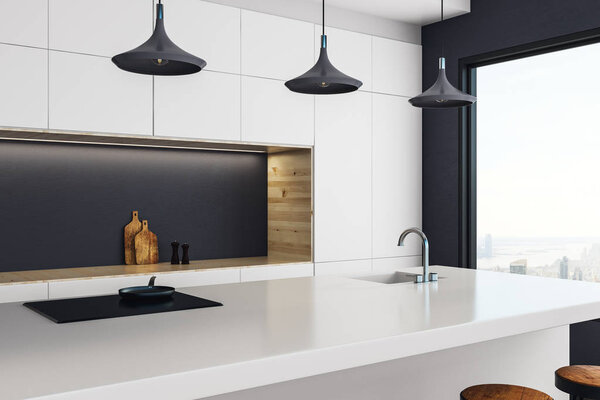 Интерьер роскошной кухни-студии
 