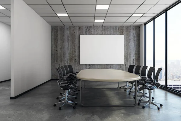 Modern meeting room with empty billboard — Stock Photo, Image