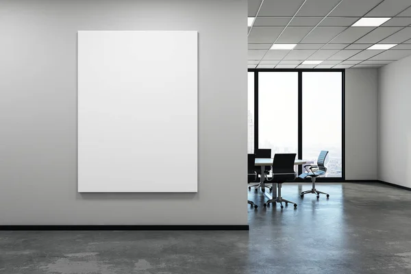 Contemporary meeting room with empty banner — Stock Photo, Image