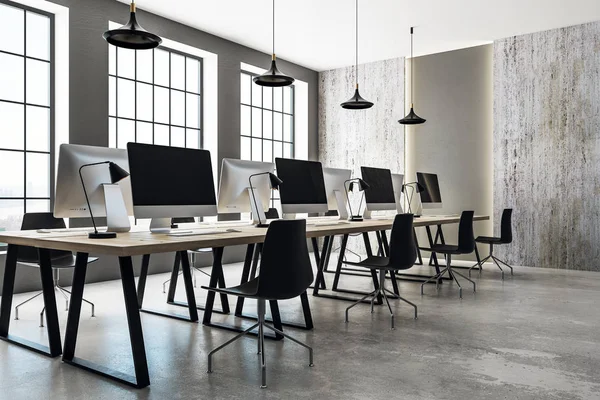 Interno dell'ufficio di coworking in cemento — Foto Stock