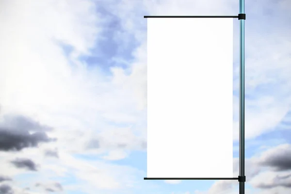 Boş Dikdörtgen beyaz bayrak billboard — Stok fotoğraf