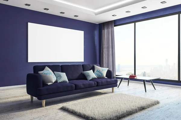 Modern living room with empty banner