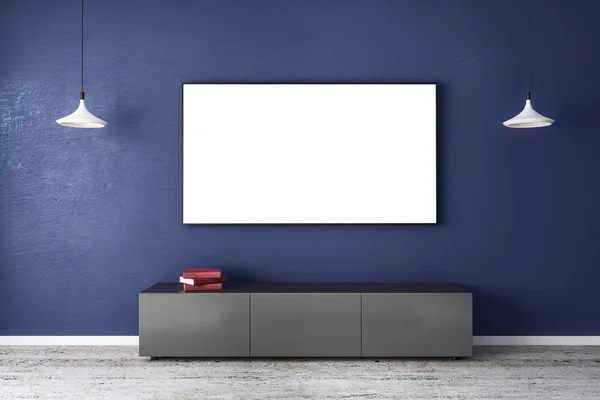 Modernes Wohnzimmer mit leerem Fernseher — Stockfoto