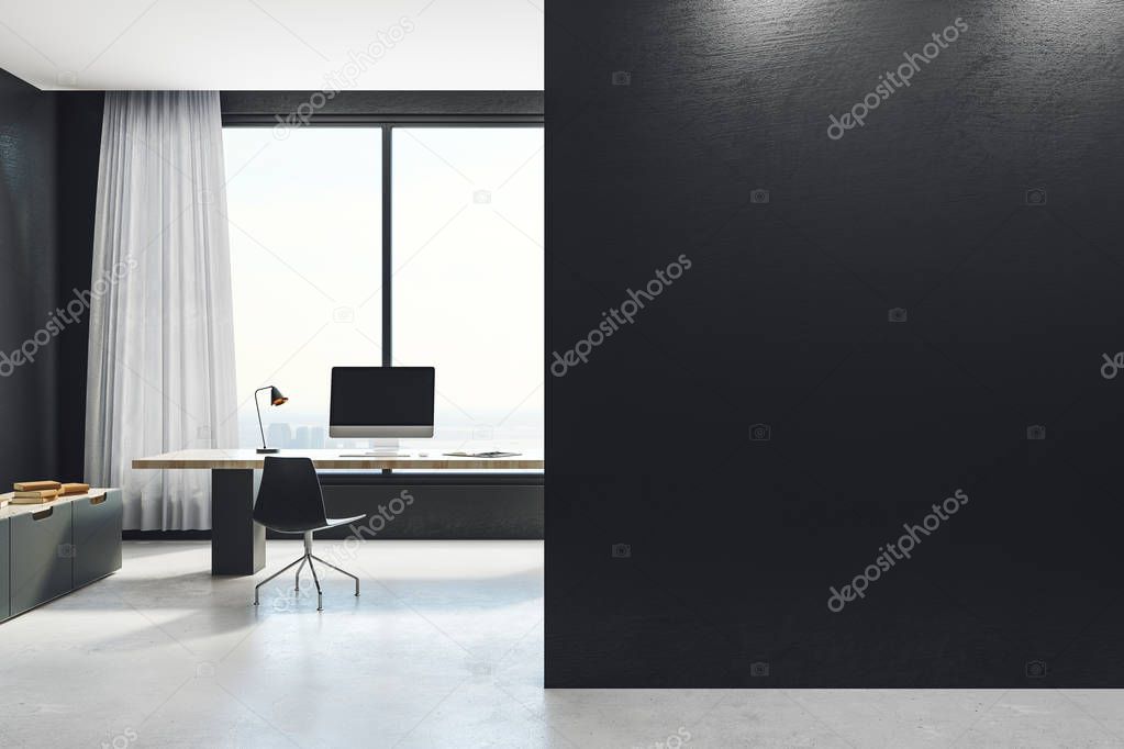 Dark office with copy space 