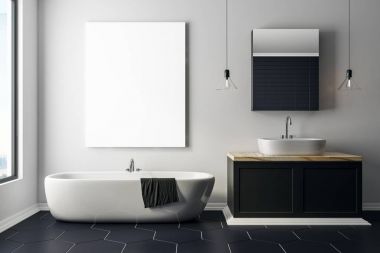 Modern beton banyo boş posteri ile 