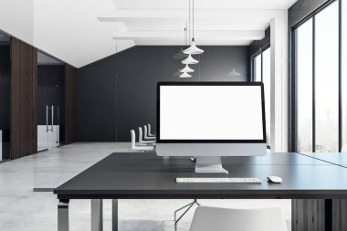 Çağdaş Office boş beyaz bilgisayar 