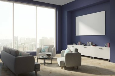 Modern beton oturma odası posteri ile