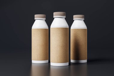 Yoğurt şişe temiz kahverengi etiketi