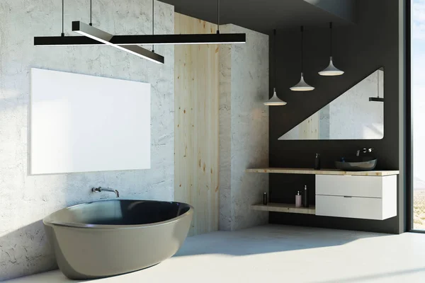 Современная ванная комната с пустым плакатом — стоковое фото
