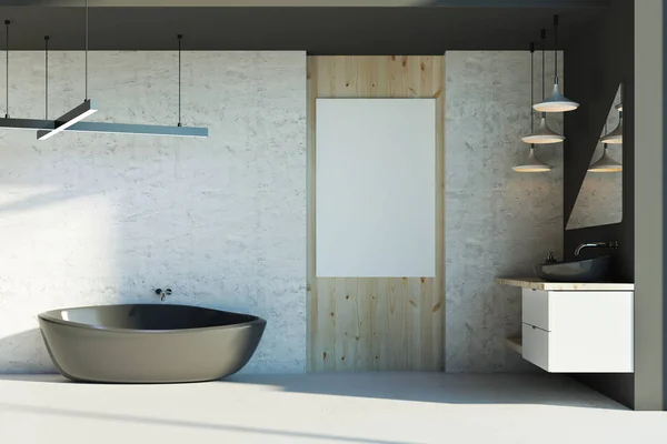 Banheiro moderno com banner vazio — Fotografia de Stock