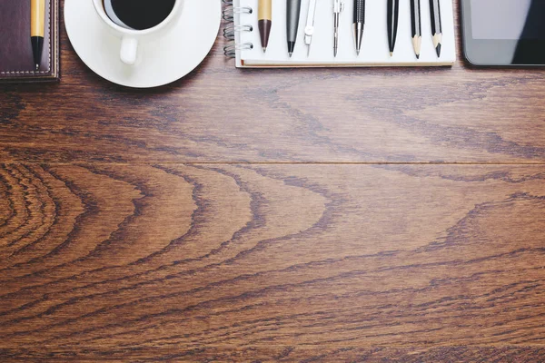 Modern table with supplies — Stock Photo, Image