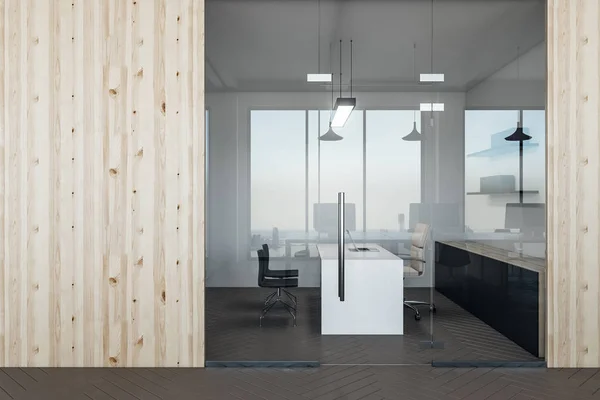 Moderní kancelář s prázdnou zeď — Stock fotografie