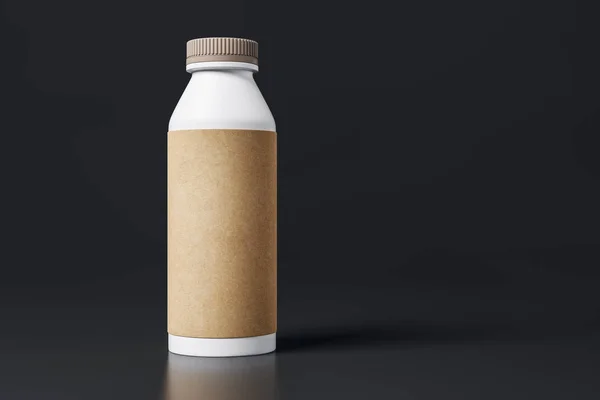 Yoghurt bottle with blank brown label — Stock Photo, Image