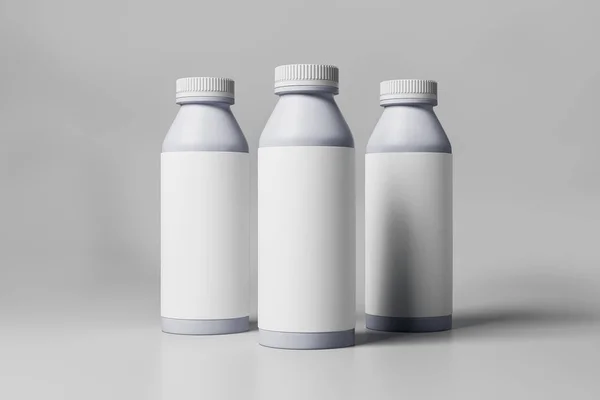 Weiße Joghurtflasche mit sauberem Etikett — Stockfoto