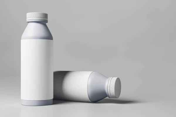 White yoghurt bottle with empty label — Stock Photo, Image