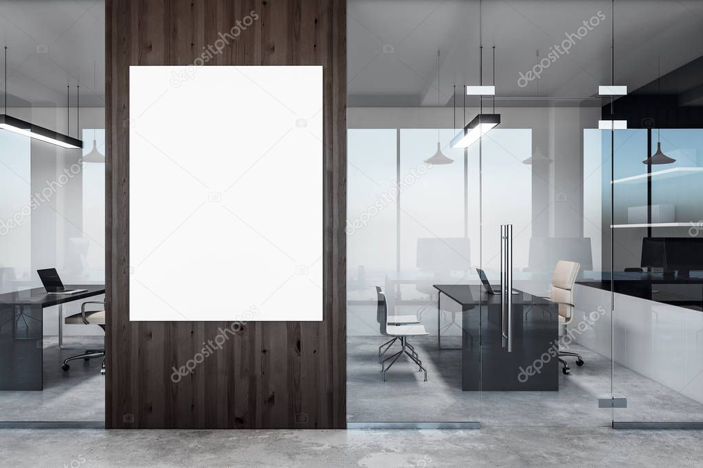 Modern office with banner 