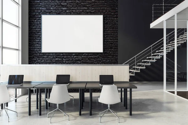 Coworking interior with empty billboard — Stock Photo, Image