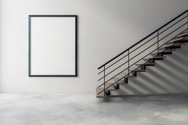 Moderní interiér, schody a plakát — Stock fotografie
