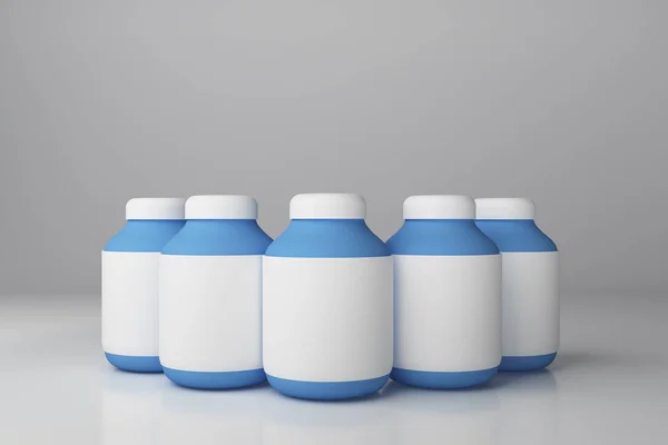 Clean blue medicine bottles — Stock Photo, Image