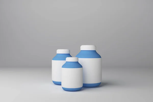 Empty blue medicine bottles — Stock Photo, Image