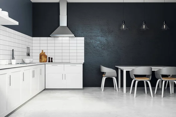 Nowe białe kuchenne wnętrze — Zdjęcie stockowe