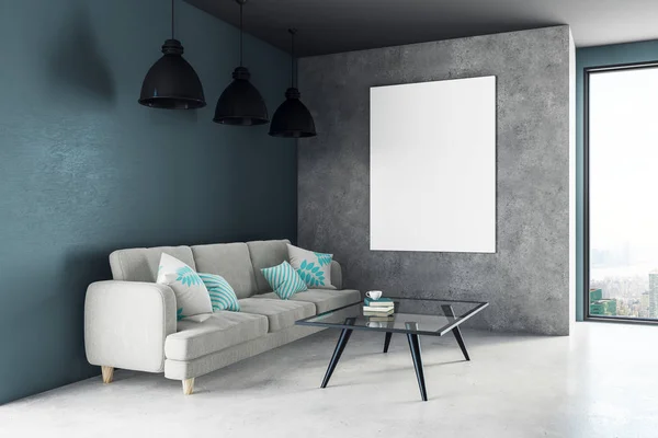 Moderní obývací pokoj s plakát — Stock fotografie