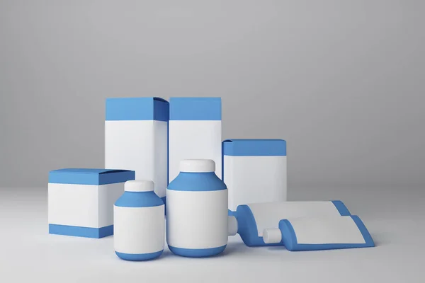 Чистый синий контейнер для лекарств — стоковое фото