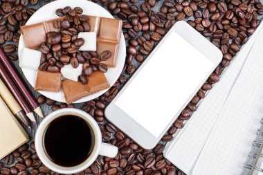 İşyeri ve kahve ile çağdaş ahşap masaüstü 