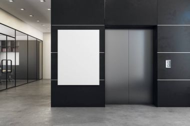 Asansör ve afiş ile modern ofis