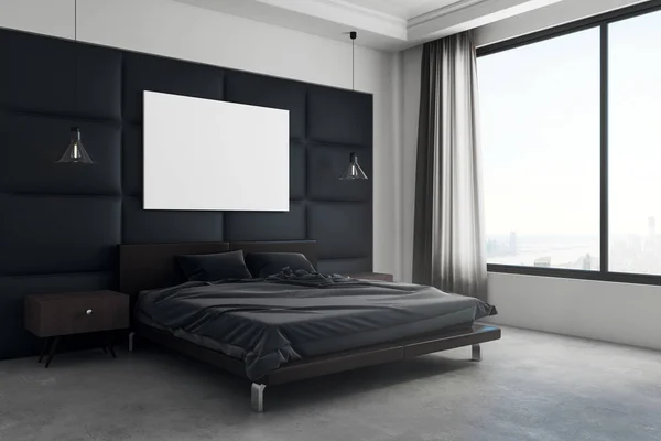 Moderne slaapkamer met poster — Stockfoto