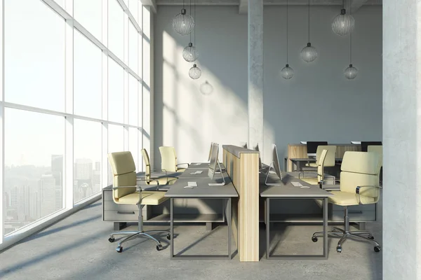 Modern concrete coworking interior — Stock Photo, Image