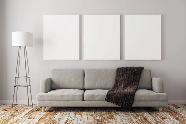 New living room with poster — Stock Photo, Image